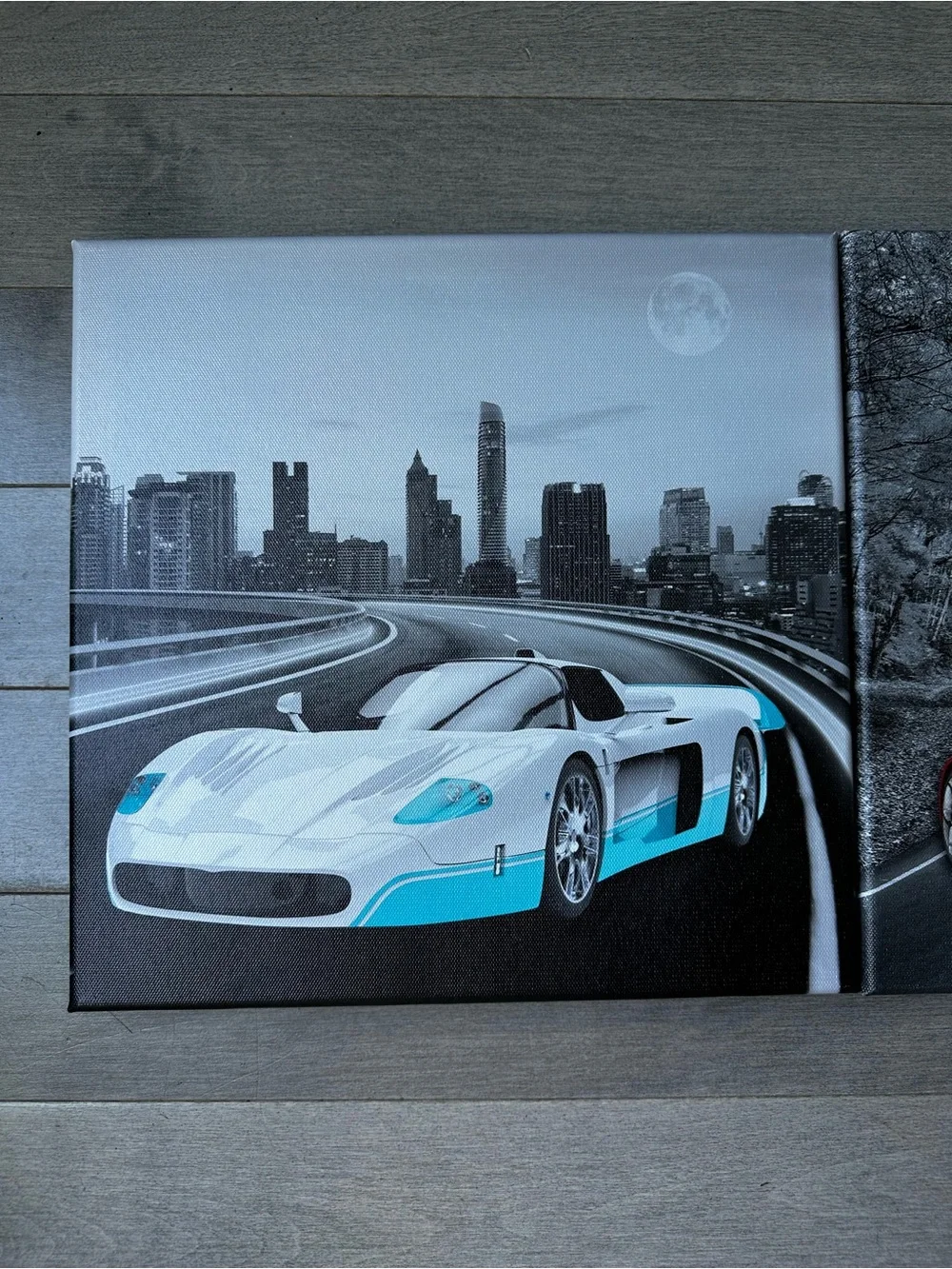Lot Of 4 Black Canvas Vibrant Sports Car Wall Decor Bedroom Mancave Wall Art